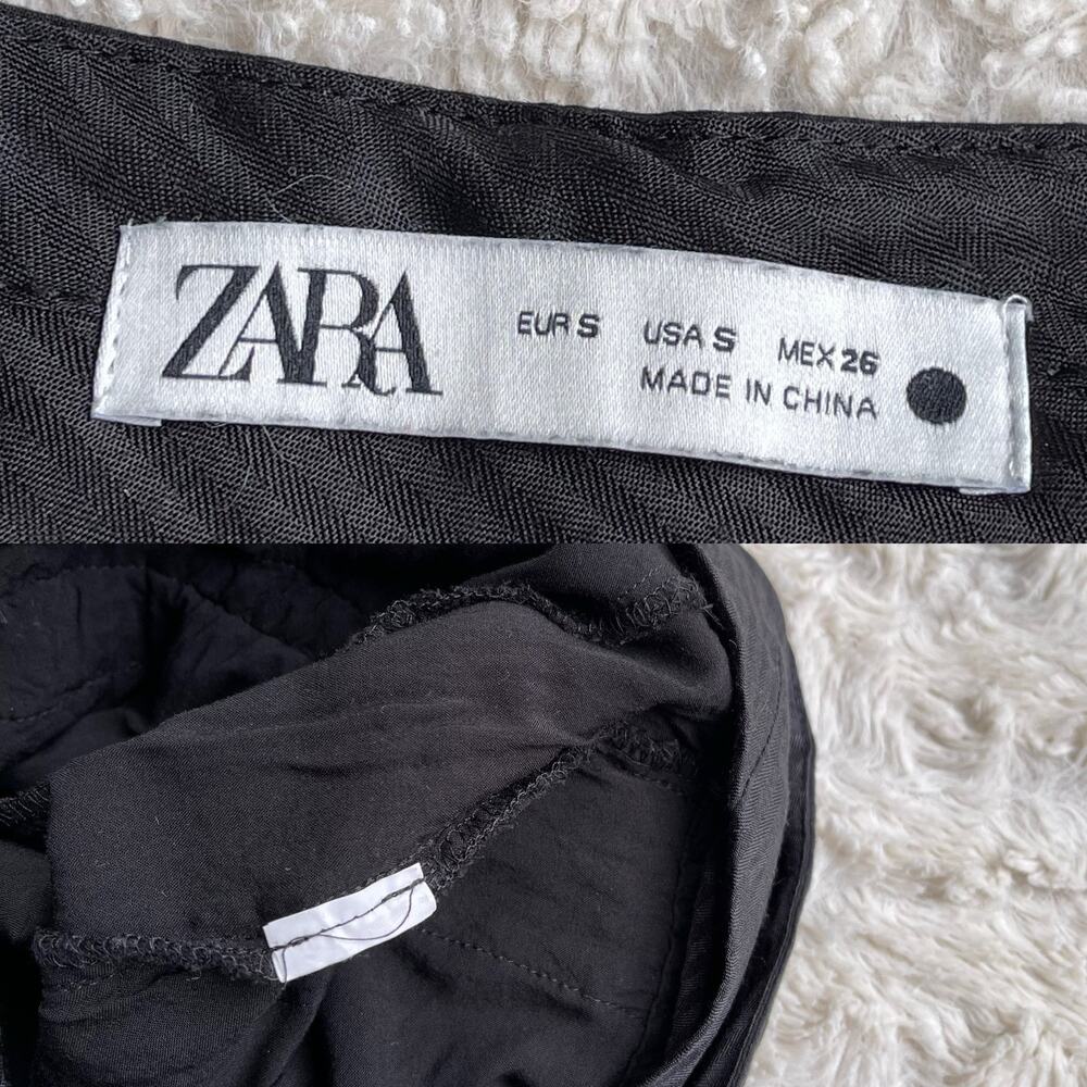 SOLD Zara eyelet lace high rise waist trouser pants cropped ankle trousers black - Picture 3 of 17